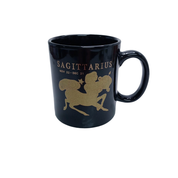 ♐ Sagittarius Zodiac Mug ☕ Astrology Gift Black Gold Decor - Picture 2 of 9